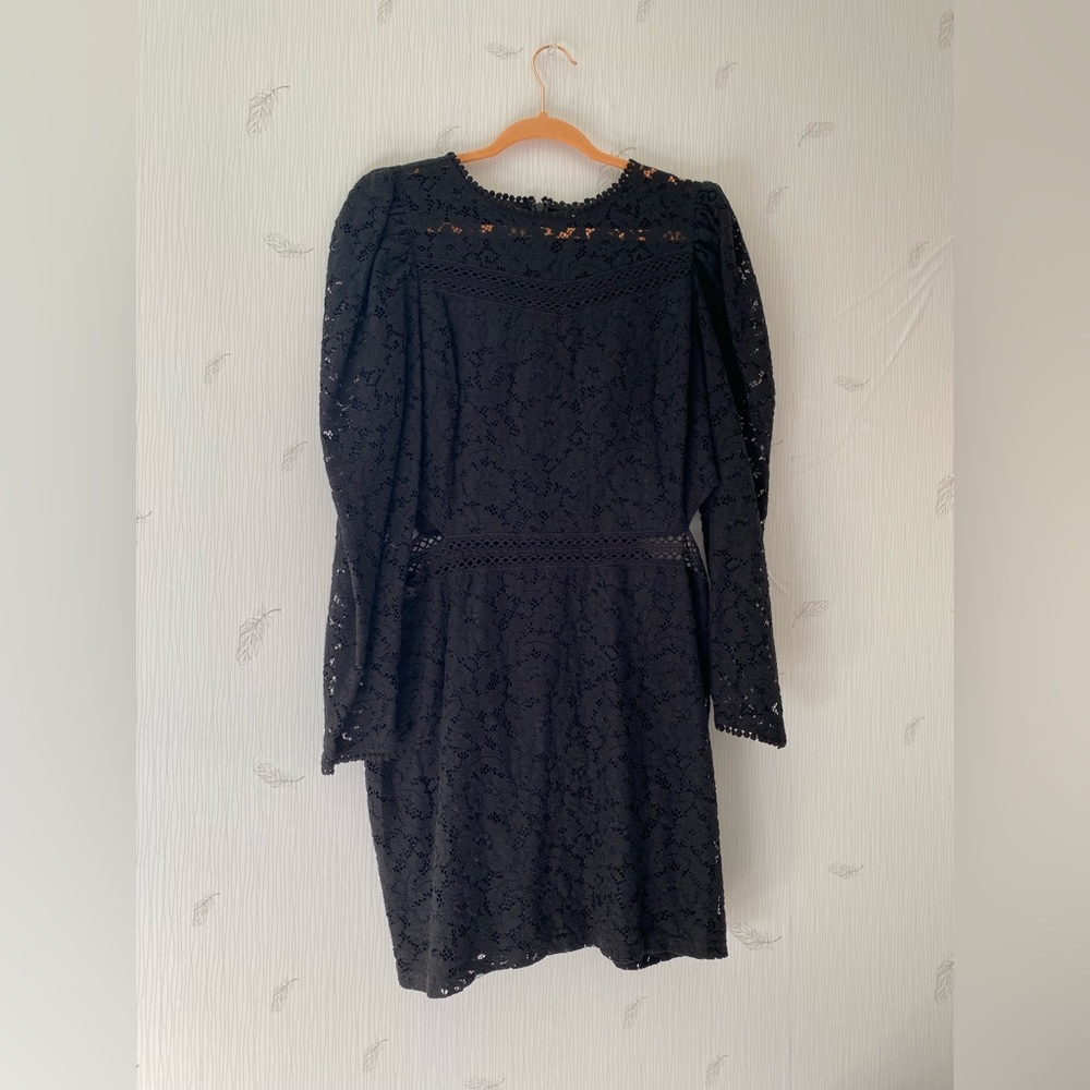 Express Lace Puff Sleeve Side Cutout Sheath Dress
